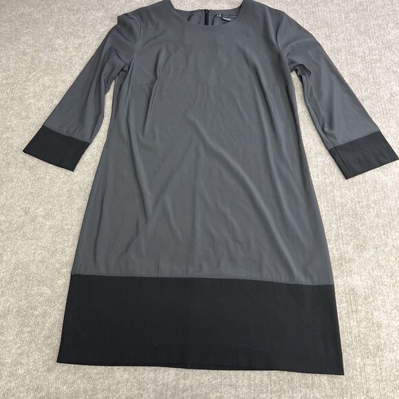 Armani Exchange Size 4 Black Shift Dress Minimalist Long Sleeve Career Capsule - Picture 3 of 7